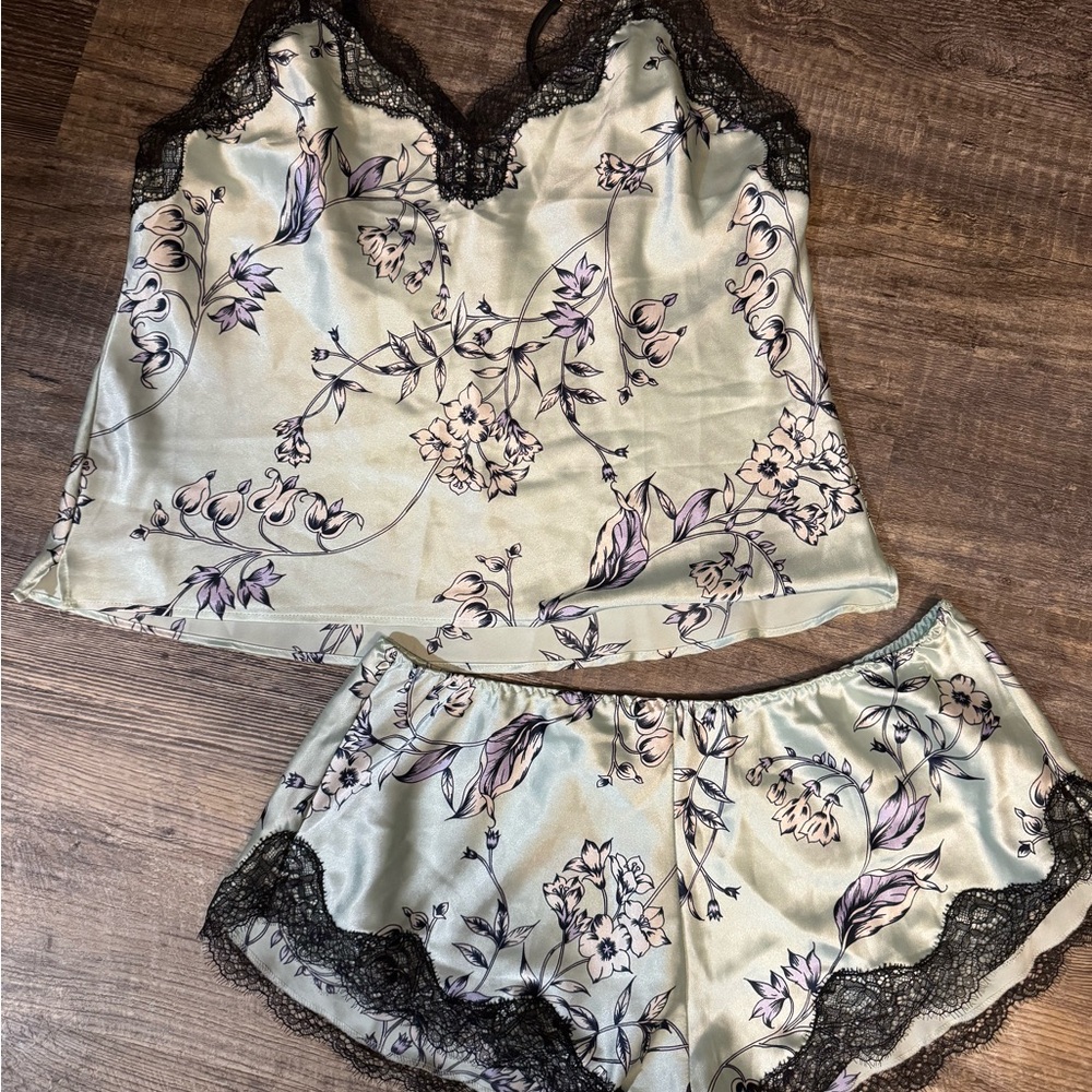 Floral Lace Trim Sleepwear Set